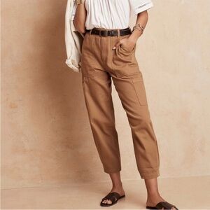 Banana Republic High Rise Tapered Utility Cargo Pants Iced Latte Brown Size 16